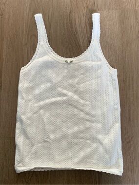 Wilfred white Pointelle Knit Tank Eremia Top Stretch Flower Size Small Summer